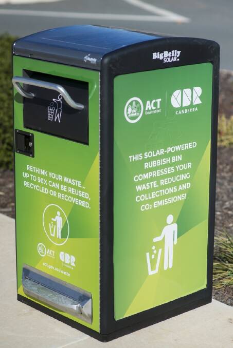 The ACT Government's new solar bins. Photo: Supplied