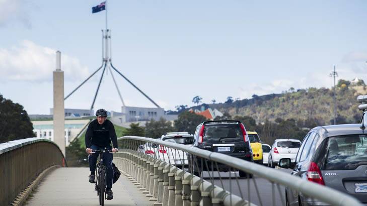 Canberra ... still a car-dominated city, but with a few more cyclist commuters. Photo: Rohan Thomson