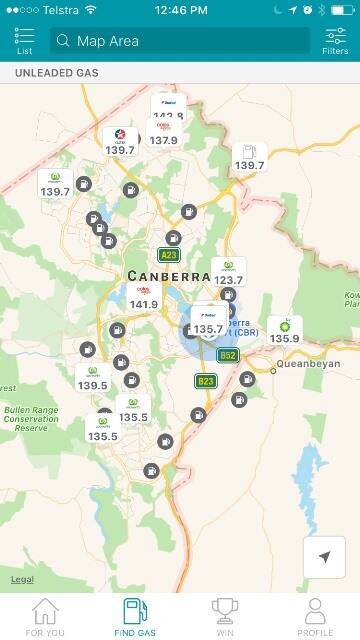 GasBuddy lets consumers report petrol prices to each other in real time. Photo: GasBuddy app