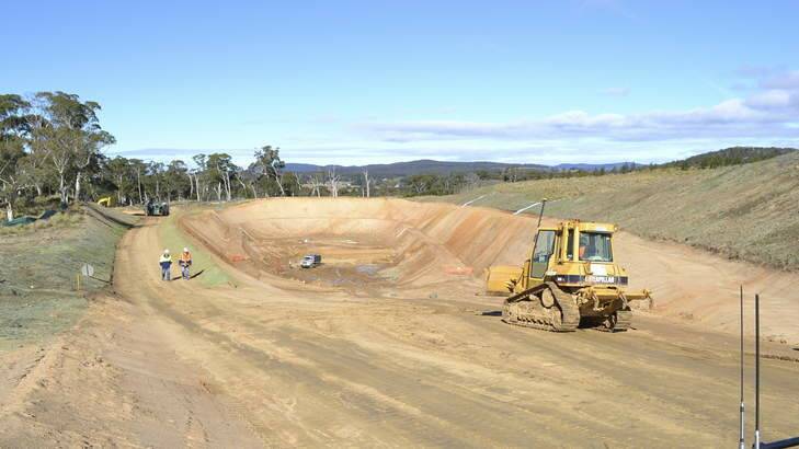 Earthworks forming the box cut entrance to Dargues gold mine near Majors Creek.