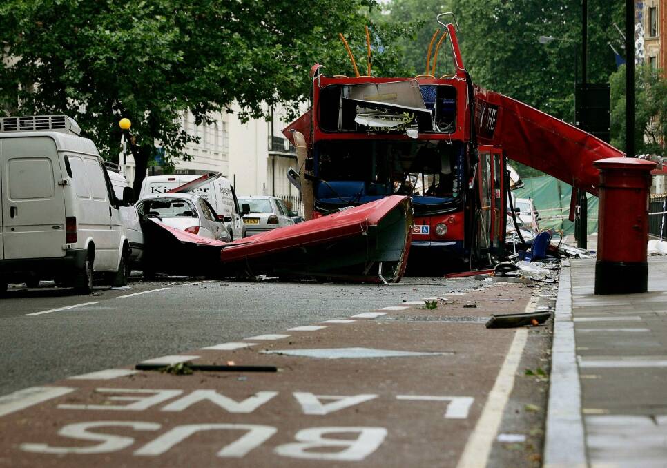 The bomb destroyed this number 30 double-decker bus in Tavistock Square in central London on July 8, 2005. Photo: Reuters
