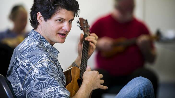 Hawaiian Jeff Peterson conducts a ukulele workshop on Wednesday at EPIC. Photo: Rohan Thomson