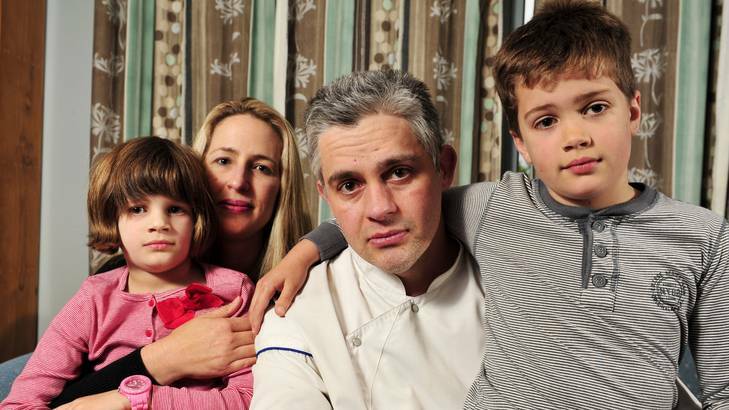 Chef Eric Menard, with his wife Amanda and children Raphael, 8, and Annabelle, 6, has had issues over his superannuation entitlements. Photo: Jay Cronan