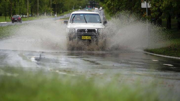 Sturt Avenue in Griffith, flooded after heavy rain on April 4. Photo: Katherine Griffiths
