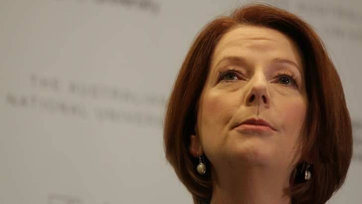 Prime Minister Julia Gillard presenting the Government's National Security Strategy in Canberra. Photo: Alex Ellinghausen