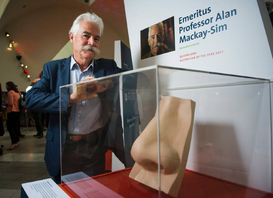 Queensland's Australian of the Year Professor Alan Mackay-Sim, with his giant nose reflecting his nasal stem cell researches. Photo: Elesa Kurtz