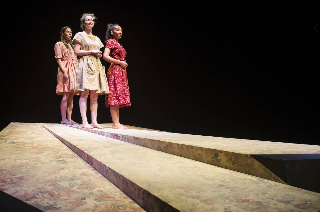 The Bleeding Tree at The Playhouse, Canberra Theatre Centre. With Brenna Harding as Ida, Sophie Ross as Ada and Paula Arundell as Mother.  Photo: Elesa Kurtz