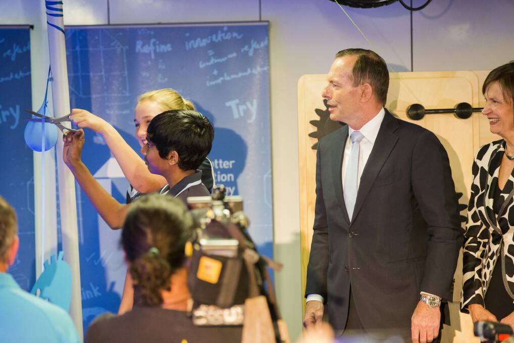 NEW FACILITY: Prime Minister Tony Abbott opens the Ian Potter Foundation Technology Learning Centre in Deakin.
 Photo: Jamila Toderas