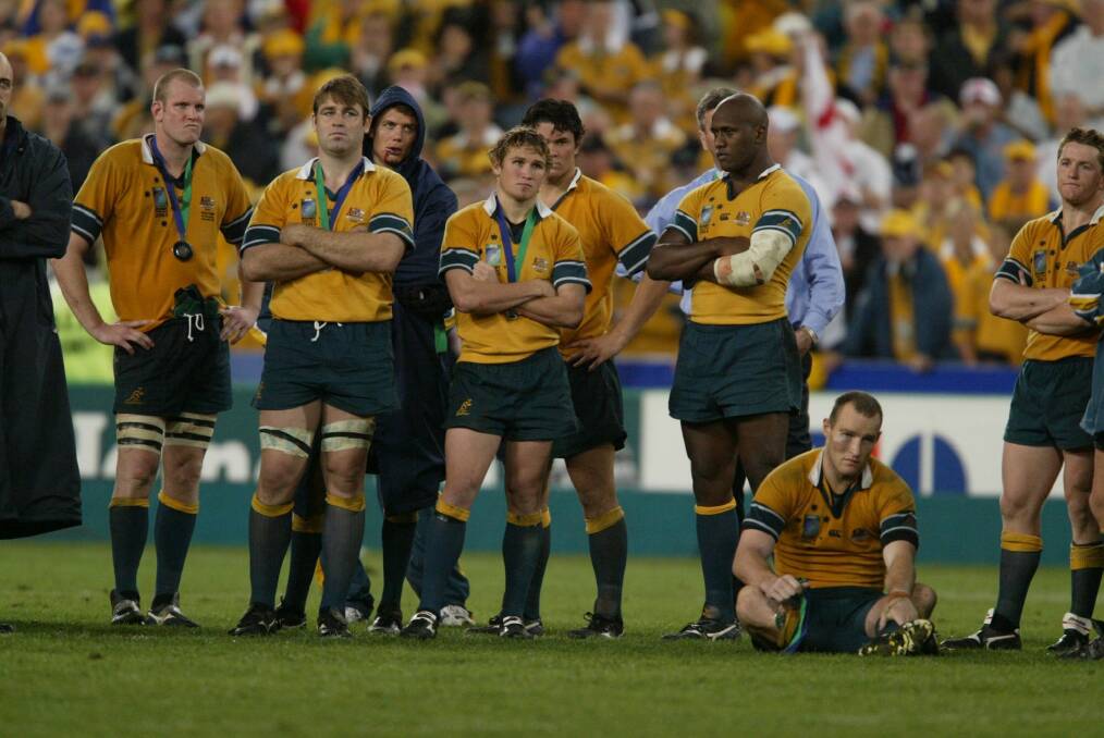 Beaten: The Wallabies were a downcast bunch after losing the 2003 World Cup final to England Photo: Craig Golding
