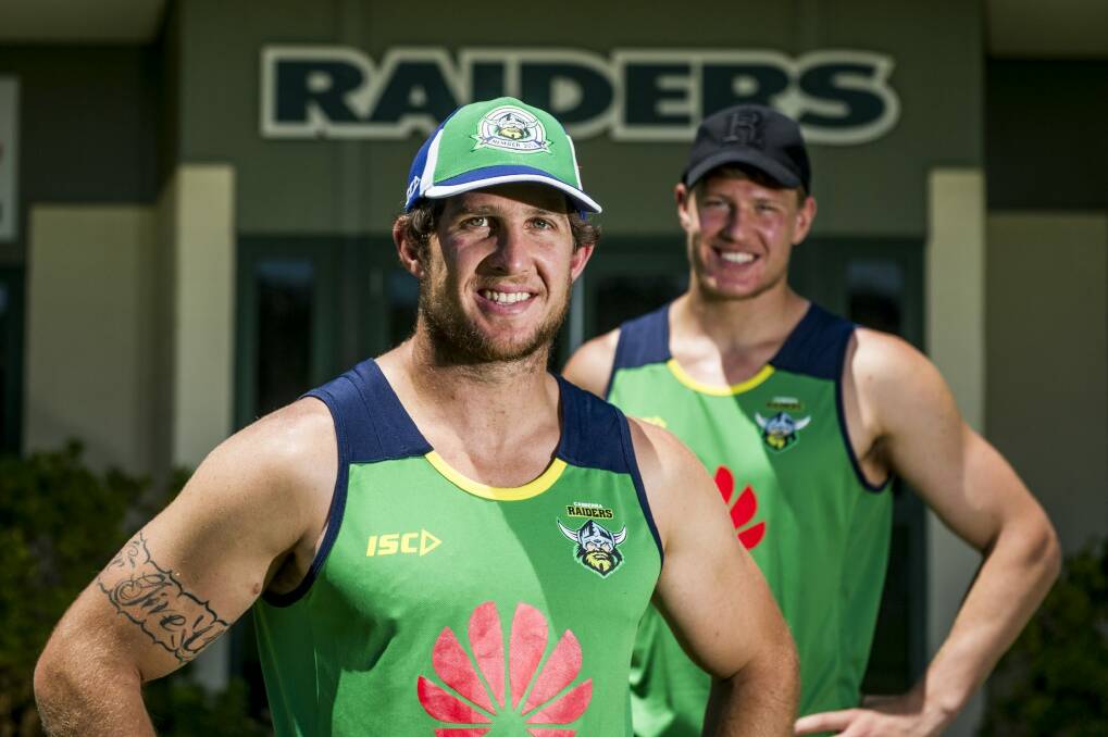 Double trouble: Jarrad Kennedy has been joined at the Canberra Raiders by his brother Rhys, who was at the Melbourne Storm. Photo: Jay Cronan