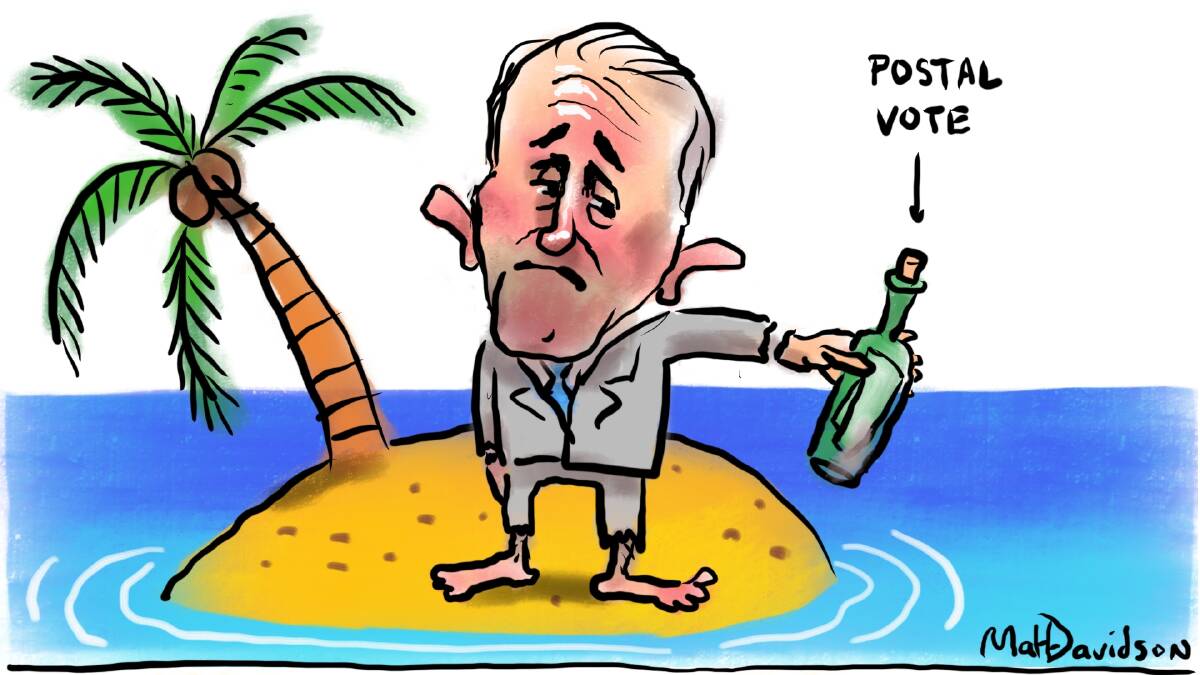 All at sea. Does Turnbull have any idea how out of touch he is by suggesting a postal vote for same-sex marriage? Artist: Matt Davidson