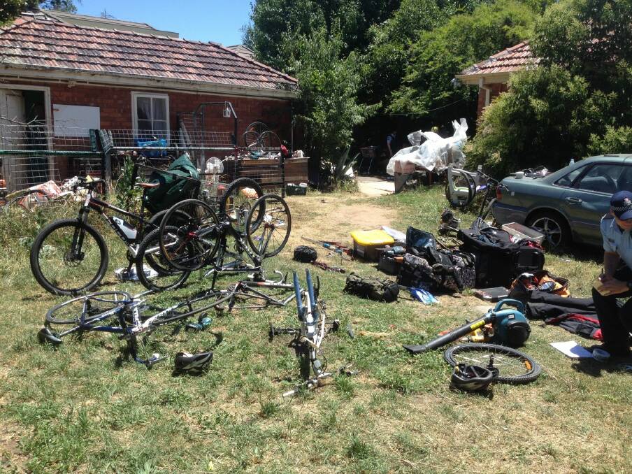 Suspected stolen items found at a home in Griffith on Friday. Photo: Supplied