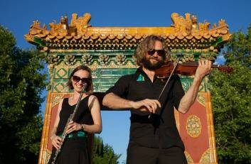 Kiri Sollis (flute) and Chris Stone (violin) of The Griffyn Ensemble. Photo: RT Photos