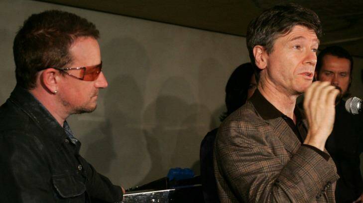 Report architect Professor Jeffrey Sachs, with activist-musician Bono (left). Photo: Getty Images