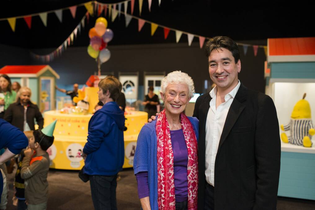 Play School presenters Benita Collings and Alex Papps in the exhibition. Photo: Rohan Thomson
