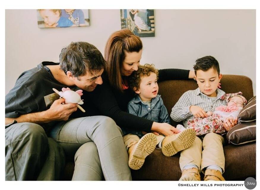 Simon and Melissa Agius, of Jerrabomberra, with children Joseph, Patrick and baby Alexis soon after Alexis was born in June, 2015. Photo: supplied