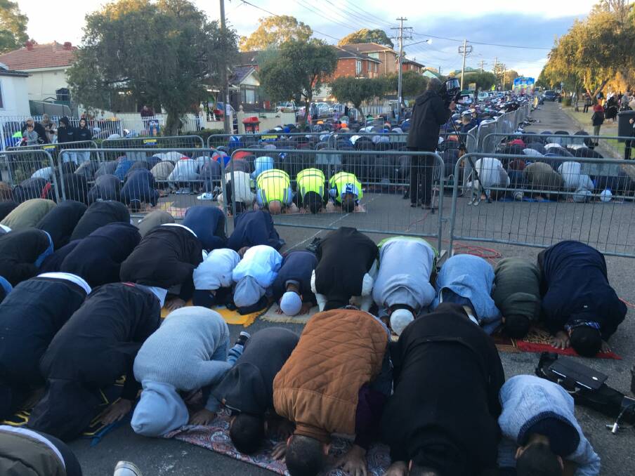 The end of Ramadan prayers at Lakemba mosque in western Sydney. Photo: Jackson Vernon
