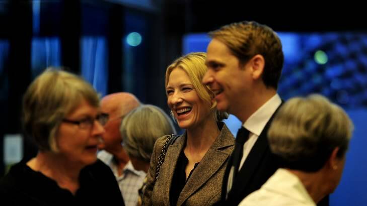 Cate Blanchett arrives at the Canberra Theatre see a "the secret river" performed in the Playhouse. Photo: Melissa Adams