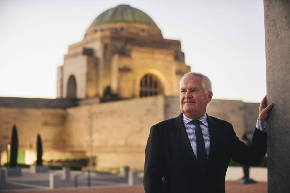 Father Christopher Willcock, outside the Australian War Memorial, Canberra.
 Photo: Rohan Thomson