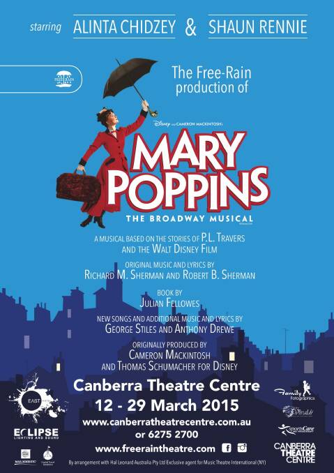 Flying in: <i>Mary Poppins</i> makes its Canberra debut in 2015. Photo: Supplied
