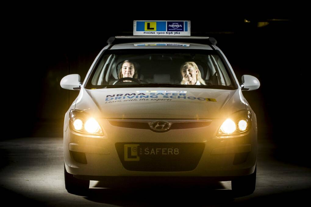 NRMA Driving instructor Lynnette Thomas, with learner driver Samantha Kazar, 21. Photo: Rohan Thomson