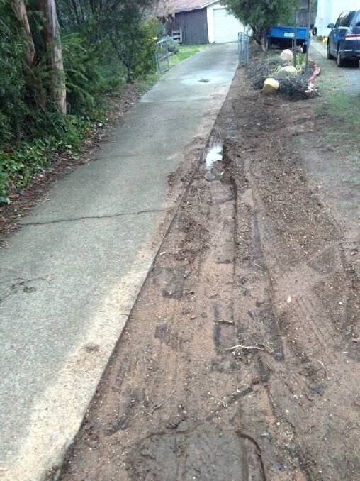 The driveway of Paul Cleary's property after  a section was removed.