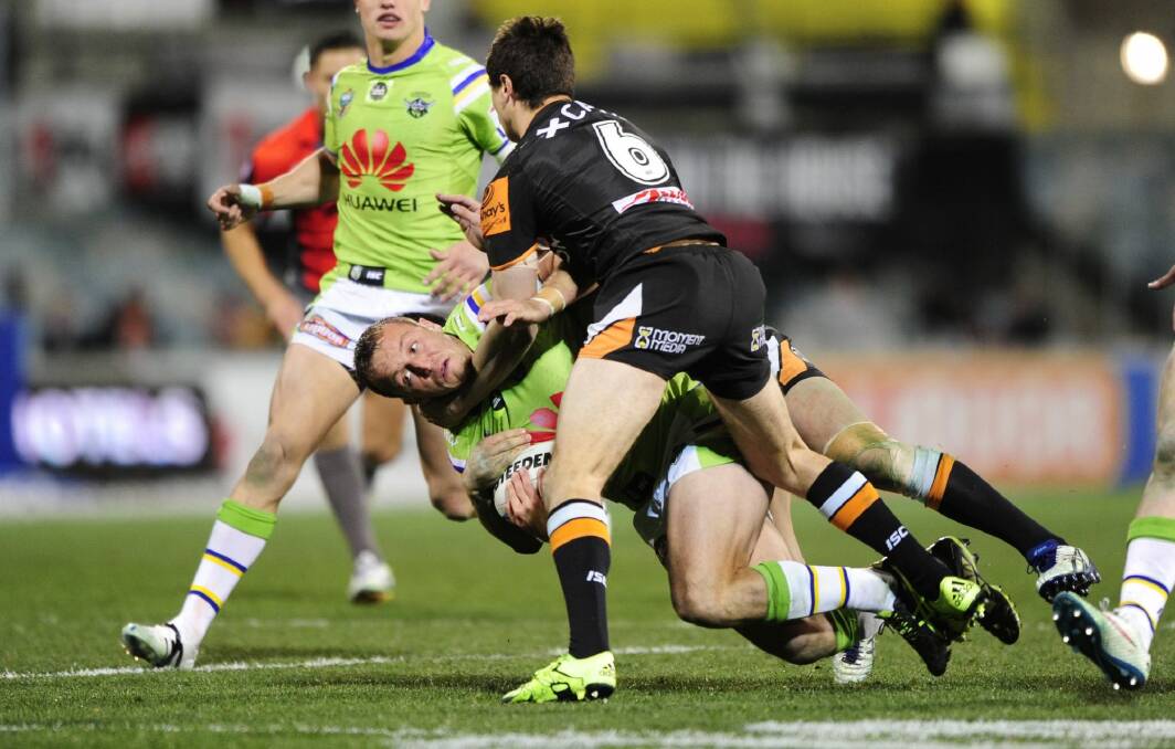 Hooker Josh Hodgson played 80 minutes for the first time in the NRL against the Tigers. Photo: Melissa Adams