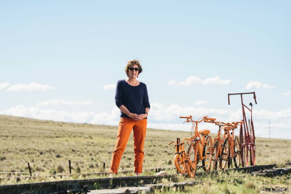 Mary Walters on the Monaro Rail Trail line, at her property near Cooma. There is no indication the council will support the Monaro rail trail, from Queanbeyan to Bombala.  Photo: Rohan Thomson