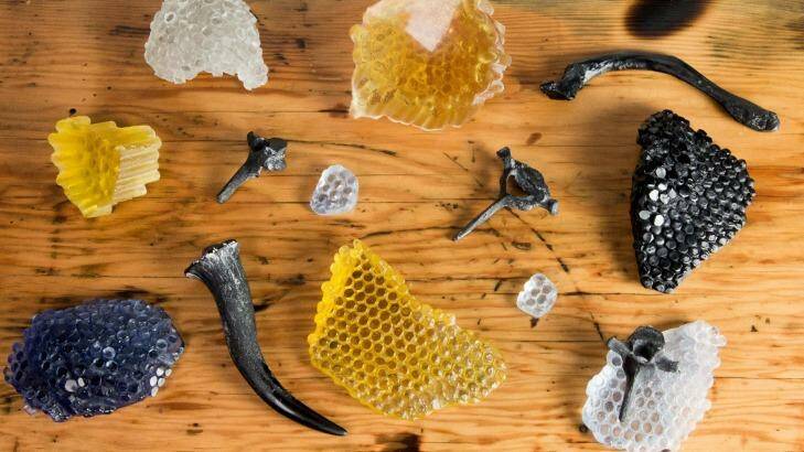 Components, 2015 by Lucy Quinn.  Kiln formed and cold worked crystal. Part of the exhibition New Glass 2015 at the Canberra Glassworks Photo: Michael Condon, Lucid Media
