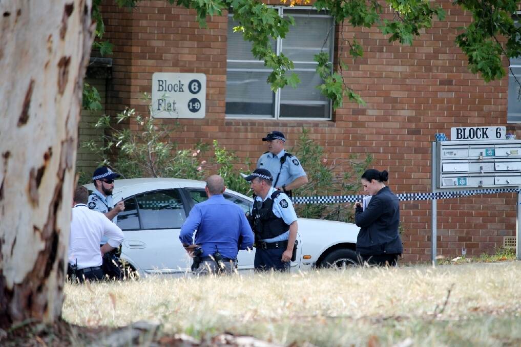 Police are investigating a suspicious death at the Stuart Flats in Griffith. Photo: Anthony Croke