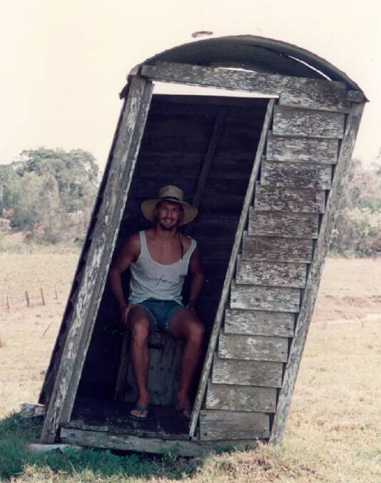 Many people sent in photos of their backyard dunnies, including Danny, in his leaning dunny at Bundaberg. Photo: Supplied.