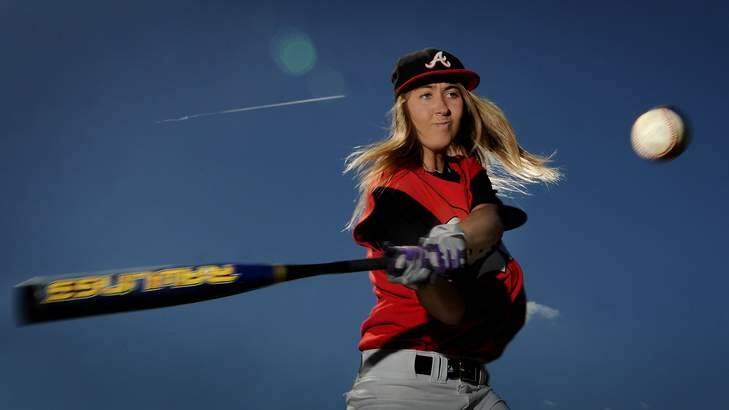 Kate Russell is the first ACT woman to represent Australia in baseball and is heading to the Phoenix Cup with the under 19 team. Photo: Colleen Petch