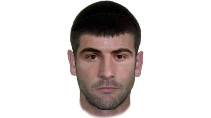 A facefit image of a man suspected of being  involved in the death of Canberra man Andrew Carville. Photo: ACT Policing