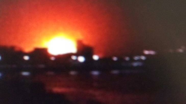 A grab from footage of the INS Sindhurakshak's explosion in the Mumbai dock. Photo: Courtesy: Hindustantimes.com