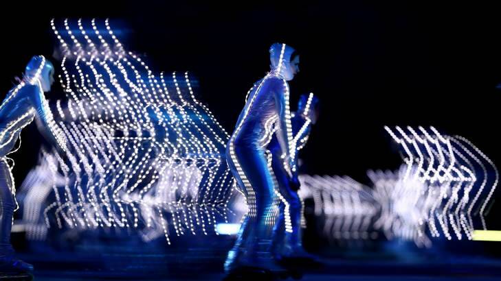 Rollerskaters perform as Olympic Gods during the Opening Ceremony of the Sochi 2014 Winter Olympics. Photo: Getty Images