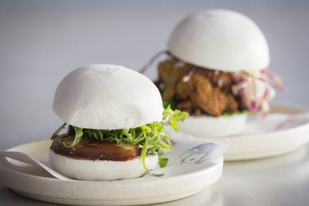 Pork belly bao and buttermilk fried chicken bao from Lazy-Su. Photo: Sitthixay Ditthavong