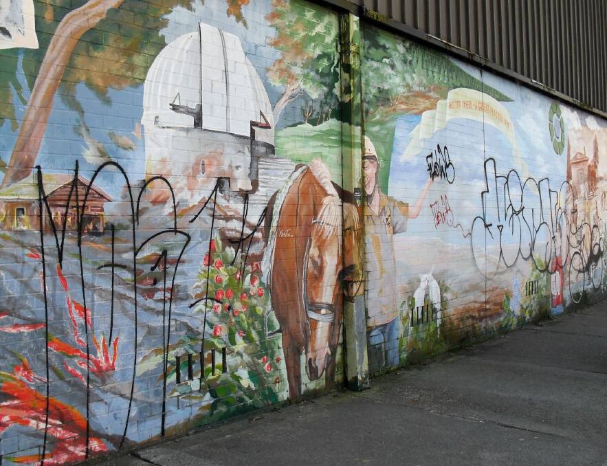 The mural in Cooleman Court defaced by tags and graffiti Photo: Supplied