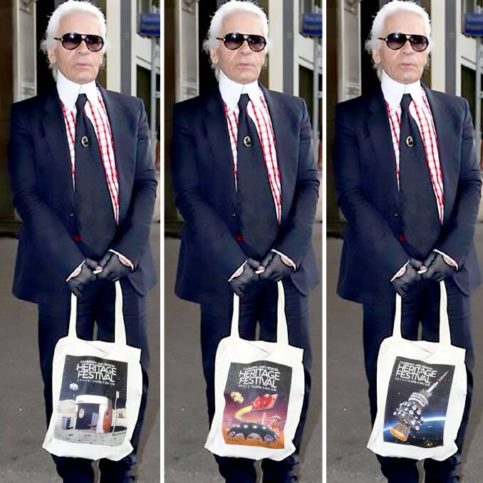 The late Chanel designer Karl Lagerfeld is no doubt enjoying his limited edition tote bag for the 2019 Heritage Festival in a galaxy far, far away. Photo: Supplied