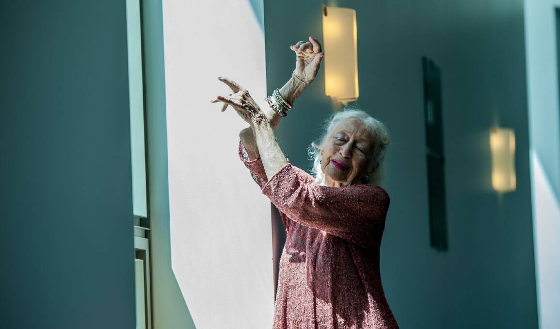 102 year old dancer Eileen Kramer visited Canberra's Parliament house to meet with Minister Ken Wyatt.  Photo: karleen minney