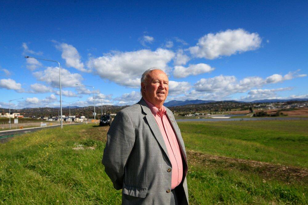 Weston Creek Community Council chair Tom Anderson on the site of the proposed second service station. Photo: Katherine Griffiths