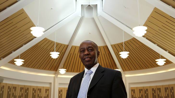 Botswana High Commissioner Molosiwa Selepeng in the main hall at the high commission in Deakin. Photo: Jeffrey Chan