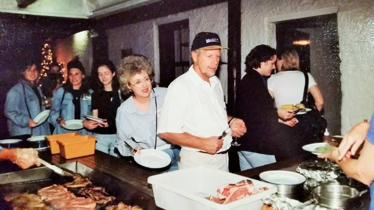Some of the many Canberrans who had a night at the Gundaroo Pub queue for a T-bone in the 1980s. Photo: Id Photographics