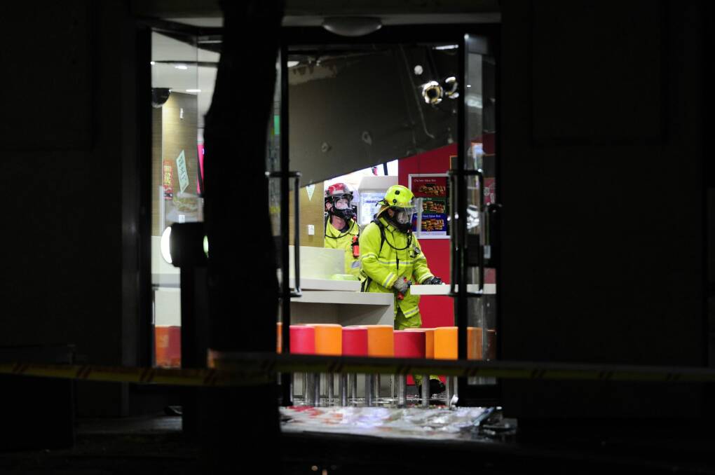 Emergency services crews at the scene of the explosion in September 2015.  Photo: Melissa Adams