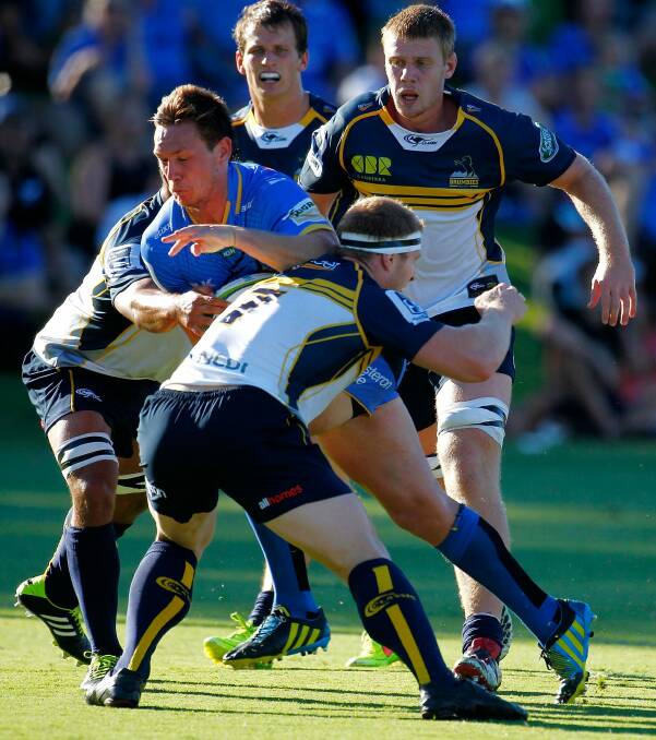 David Pocock tackles Force player Dane Haylett-Petty. Photo: Will Russell
