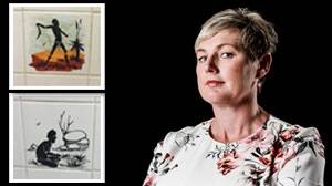 ACT Labor's Bec Cody and the bathroom tiles she has described as disgusting for their depiction of Aborigines.