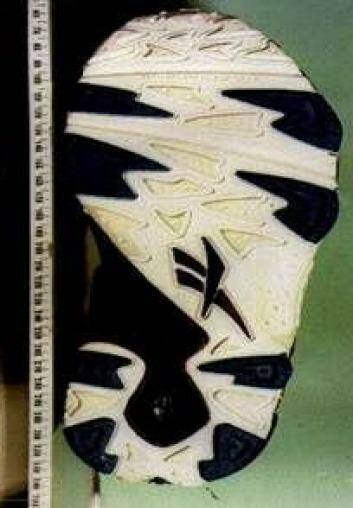 The sole of the Reebok shoe.  Photo: ACT Policing
