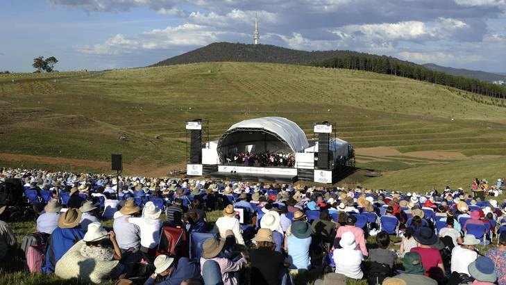 Thousands of Canberrans turned out for the Voices in the Forrest concert program at the National Arboretum. Photo: Lannon Harley