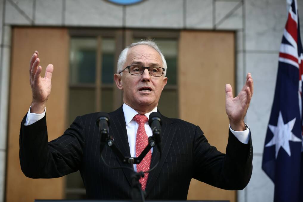 Prime Minister Malcolm Turnbull addresses the media during a press conference announcing ministerial arrangements. Photo: Alex Ellinghausen