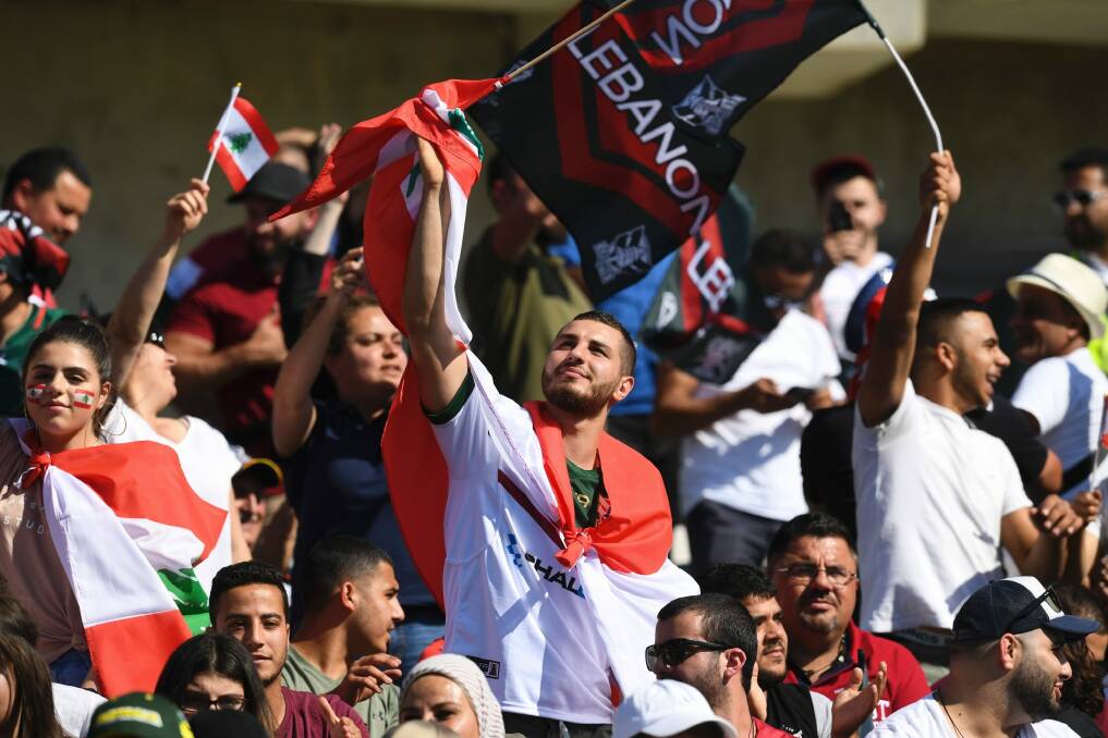Lebanon fans brought plenty of colour to Canberra Stadium in their win over France. Photo: AAP