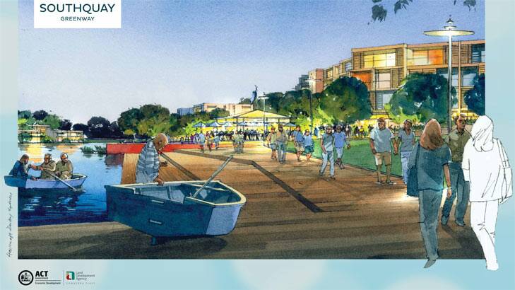 An artist's impression of SouthQuay, a new residential development at Lake Tuggeranong for 1000 dwellings.
